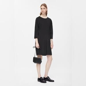 COS 100% Wool Oversized 3/4 Sleeve Pull On Jumper Dress in Black size S